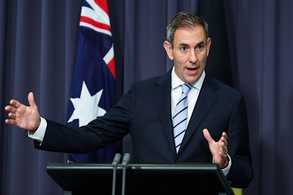 Jim Chalmers during a press conference in Canberra on Wednesday.