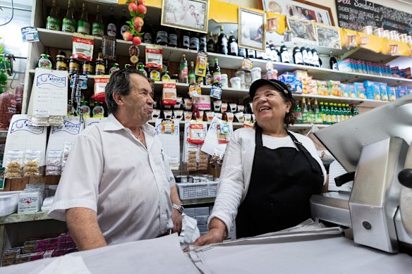Harry Cotsinis and Stella at the Lamia Super Deli.
