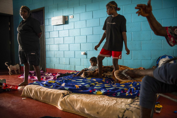Inside the home of Nicole Frank, where at least 21 people are currently living because of housing shortages in Tennant Creek. 