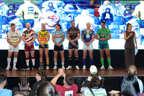 Captains of the teams competing in Las Vegas are presented to attendees at a fan day at Resorts World on Wednesday.