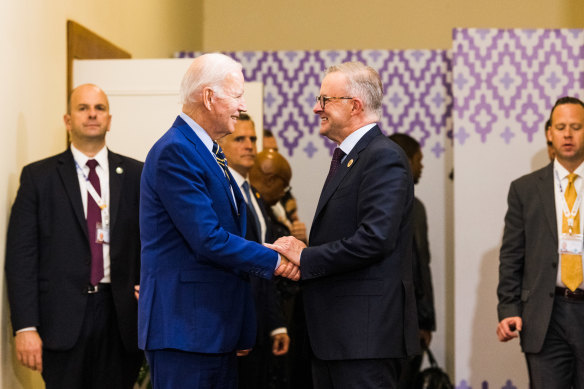 Biden and Albanese were all smiles after their meeting.