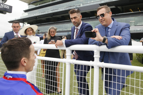 Trainer Tony Gollan (right) has his hopes on unbeaten filly Skirt The Law in Saturday’s Magic Millions Classic