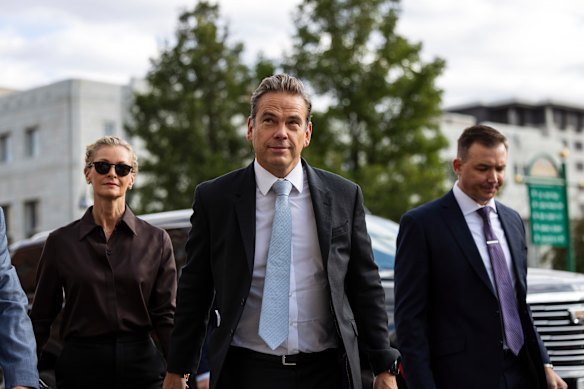 Lachlan Murdoch arrives for a probate court hearing in Reno, Nevada, on September 16, 2024.  