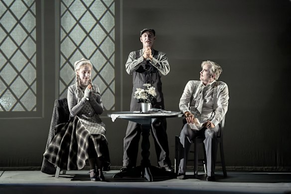 Lisa McCune, Shane Dundas and Ian Stenlake in The 39 Steps – a fast-moving homage to Hitchcock’s original.