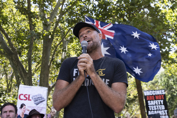 Pete Evans at the anti-vaccination rally in Sydney