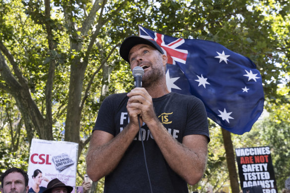 Pete Evans at the anti-vaccination rally in Sydney