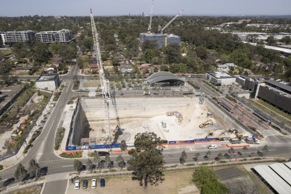 Several apartment blocks are under construction near Hills Showground Metro station. The government has abolished a cap limiting the precinct to 5000 homes.