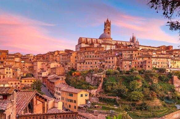 Siena Cathedral at sunset.
