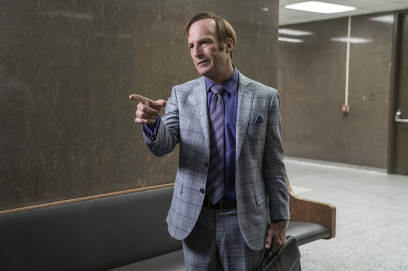 Bob Odenkirk as Albuquerque lawyer Jimmy McGovern in Better Call Saul, the prequel to Breaking Bad where his character, now known as Saul Goodman, launders money for drug cartels.
