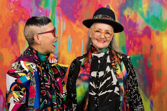 Plunkett’s fashion idols include Jenny Kee (left) and Linda Jackson.