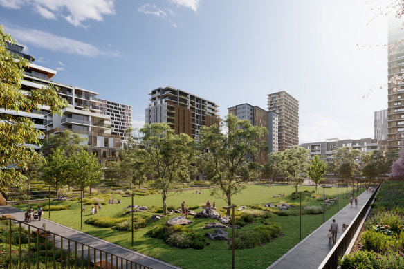 An impression of the Melrose Park development in north-west Sydney. 