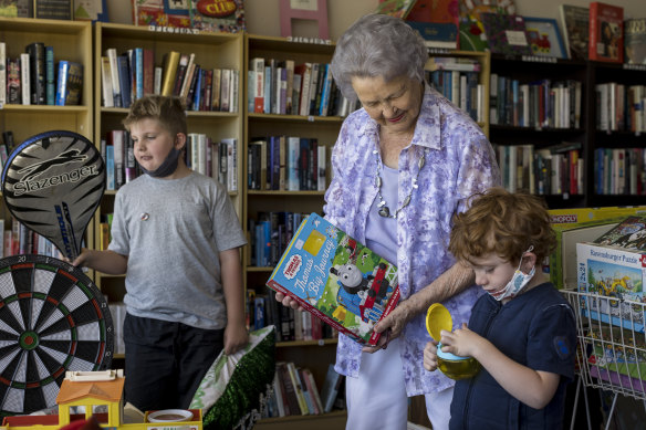 Marjorie Maxwell enjoying time with family members James and Brody.