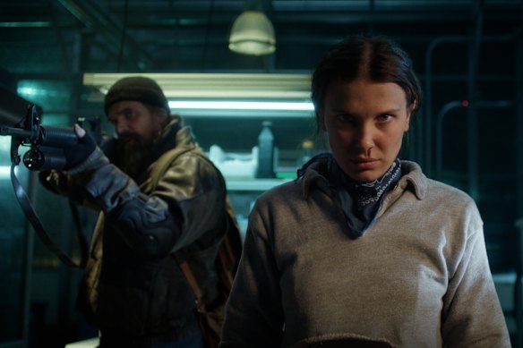 David Harbour as Jim Hopper and Millie Bobby Brown as Eleven in season five of Stranger Things.