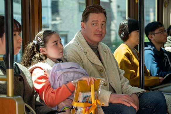 Shannon Mahina Gorman and Brendan Fraser in Rental Family.