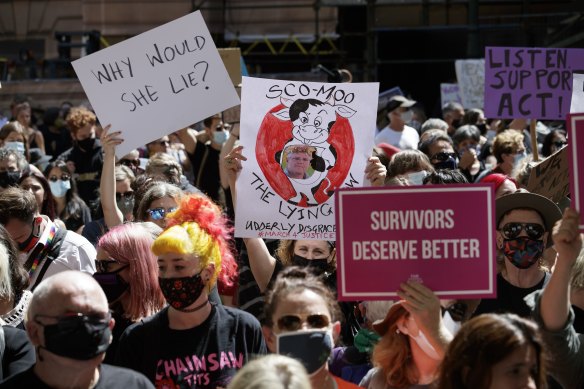 Protesters at the Sydney March 4 Justice. 