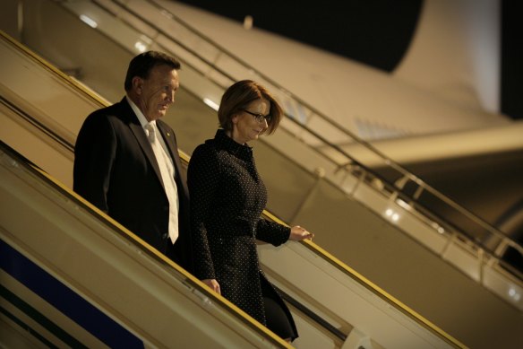 Former prime minister Julia Gillard with Tim Mathieson in 2013.