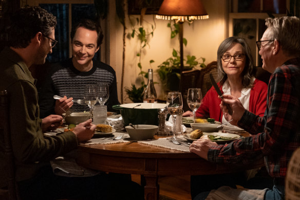 Ben Aldridge as Kit Cowan, Jim Parsons as Michael Ausiello, Sally Field as Marilyn and Bill Irwin as Bob 