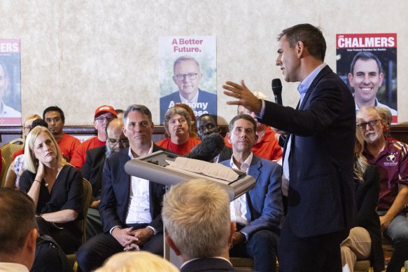 Shadow treasurer Jim Chalmers during his campaign launch event on Saturday.