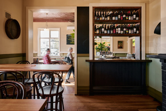 A view of the Healesville Hotel’s revamped public bar.