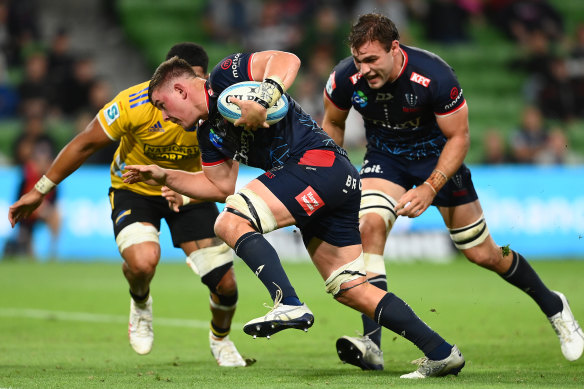 Richard Hardwick scored twice for the Rebels against the Hurricanes.