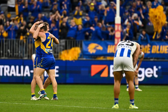 West Coast enjoyed a rare win, denying North Melbourne for a second time at the weekend. 