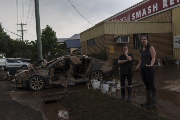 Tracey Dwyer, owner of Minarelli Smash Repairs with friend Crystal Dwight.