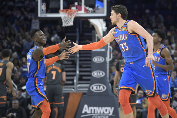 Dennis Schroder (left) starred for Oklahoma City in their win over Orlando.