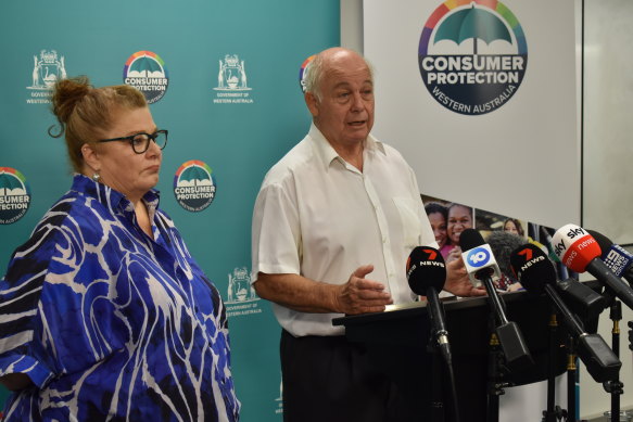 Chris Litchfield, 72, was scammed out of $100,000 and spoke out about his experience with Commerce Minister Sue Ellery.