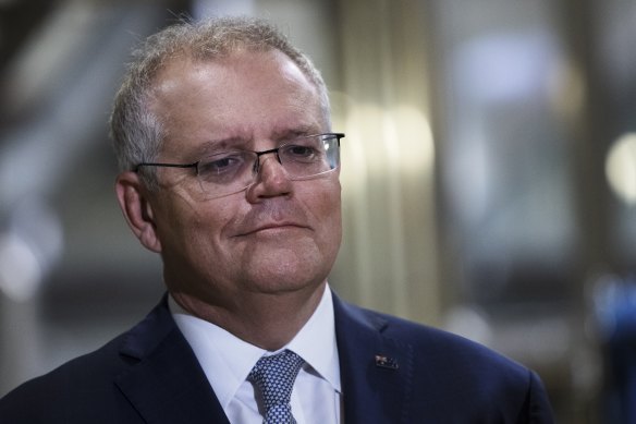 Prime Minister Scott Morrison speaks to the media at the Tooheys Brewery in Lidcombe on 18 November, 2021