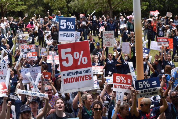 ANFWA Nurses and Midwives Rally Parliament House and Dumas House on November 25.