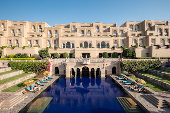 Palatial but relatively newly built – the Amarvilas at Agra overlook the Taj Mahal.