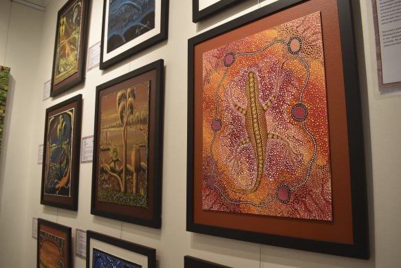 FISH artists are currently exhibiting in the gallery space at Local and Aesthetic. These works by Casuarina prisoners. 