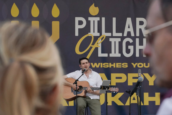 Melbourne Jews gathered in the city on Thursday to mark the start of Hanukkah.