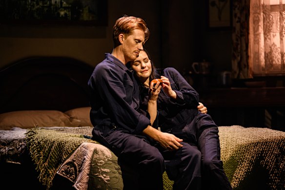 Michael Whalley as Winston Smith and Chloe Bayliss as Julia in Shake & Stir’s production of 1984.