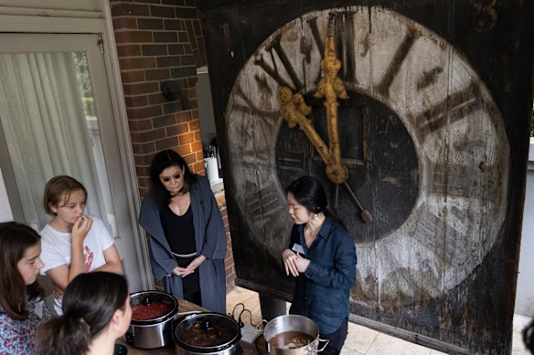 Gene Sherman at a fashion class for kids taught by artist Sairi Yoshizawa at the SCCI Pavilion Centennial Park.