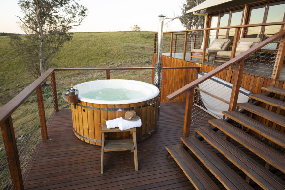 The outdoor hot tub.