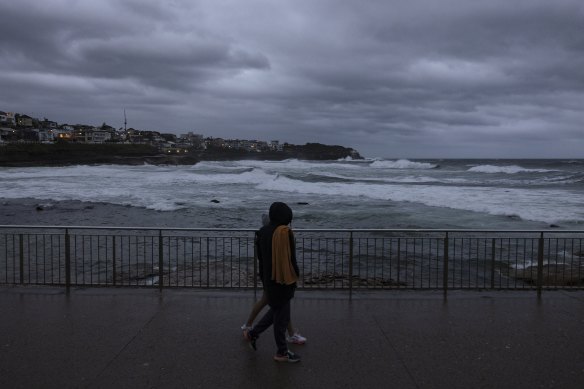 Light rain and strong winds at Bronte on Wednesday.