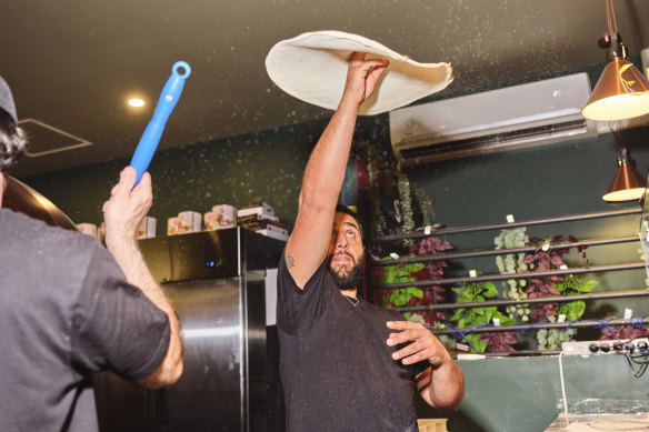 Andrea Orabona spins some dough at Da Napoli.