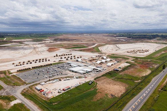 Major earthworks at the site of Western Sydney Airport in early 2020.