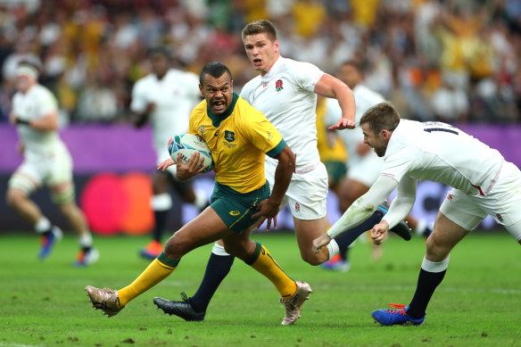 Beale on the run against England in the 2019 World Cup quarter-final in Oita.