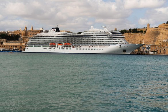Viking Saturn in  Valletta Harbour, Malta.