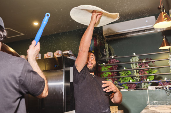 Andrea Orabona spins some dough at Da Napoli.