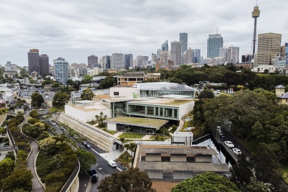 An aerial view of the Sydney Modern addition to the NSW Art Gallery.