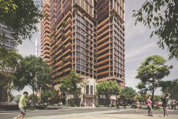 The planned development, with the Brisbane Skyneedle in view.