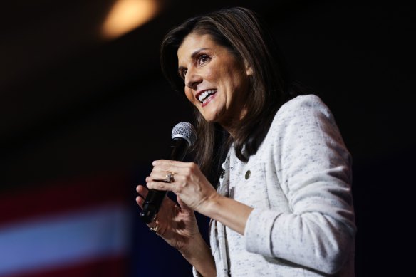 Nikki Haley speaks at a rally in her home state of South Carolina last month.
