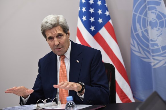 John Kerry, here at COP21 in 2015, is back for COP26. 