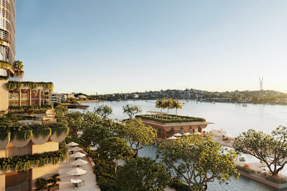 An artist’s impression of the $1.5 billion Teneriffe Banks development.