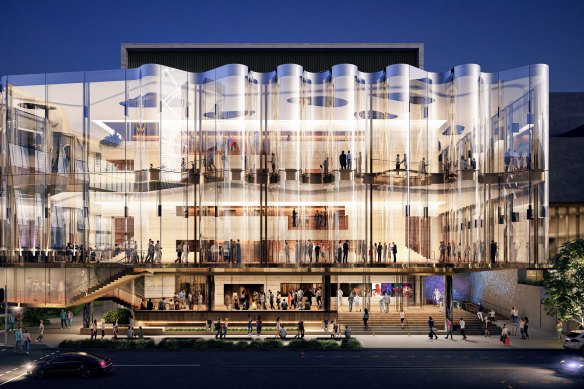 An artist’s render of the new Glasshouse theatre at QPAC in South Brisbane.