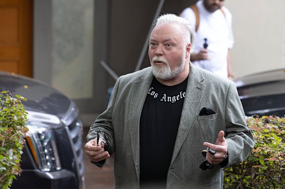 Radio host Kyle Sandilands outside his home in Vaucluse this week.
