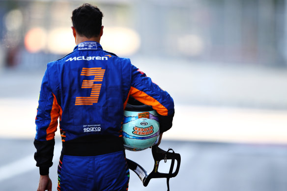 A dejected Daniel Ricciardo crashed in qualifying in Azerbaijan.